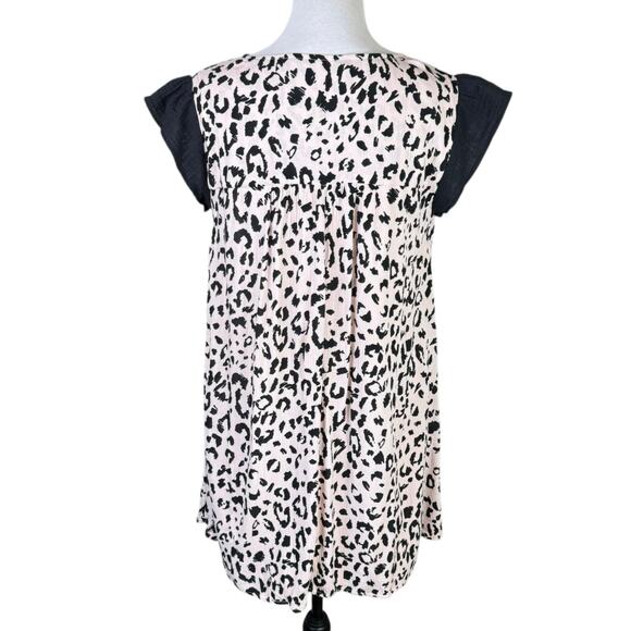 Savanna Jane Cheetah Print Flower Embroidered Mini Bohemian Tunic Shift Dress - Picture 3 of 12